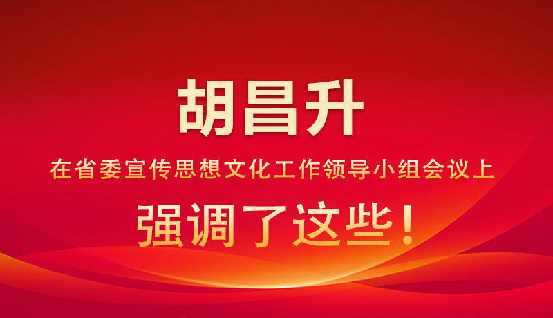 圖解|胡昌升在省委宣傳思想文化工作領(lǐng)導(dǎo)小組會(huì)議上強(qiáng)調(diào)了這些！